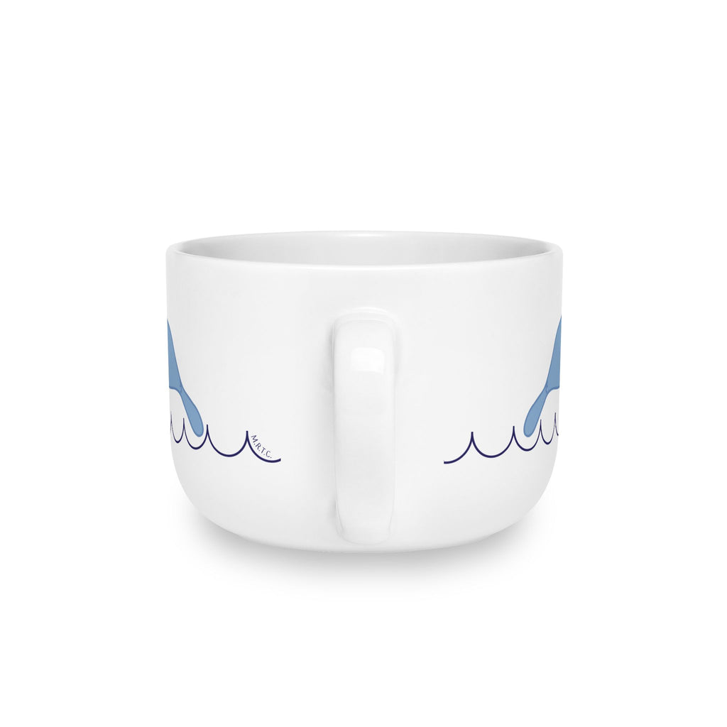 25oz Ceramic Latte Mug — Minimalist Mango & Wave Pattern