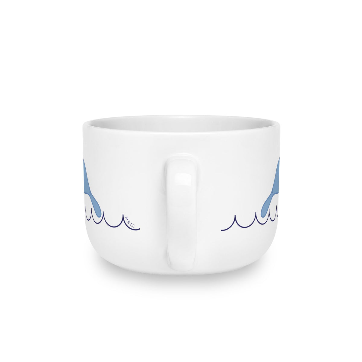 25oz Ceramic Latte Mug — Minimalist Mango & Wave Pattern