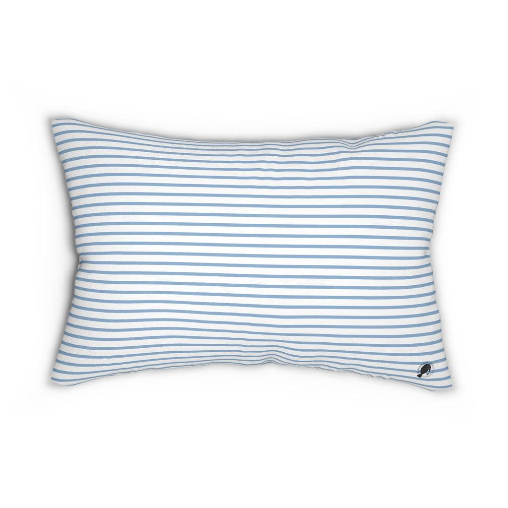 Coastal Blue Manatee On Striped Lumber Pillow