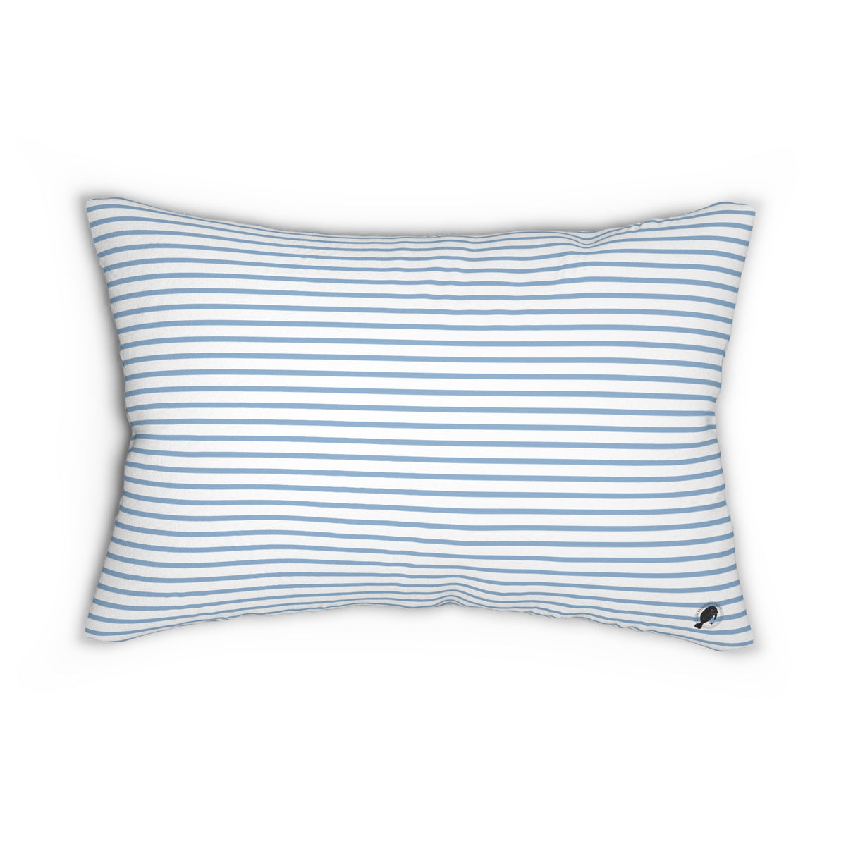 Coastal Blue Manatee On Striped Lumber Pillow