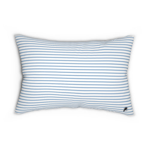 Coastal Blue Manatee On Striped Lumber Pillow