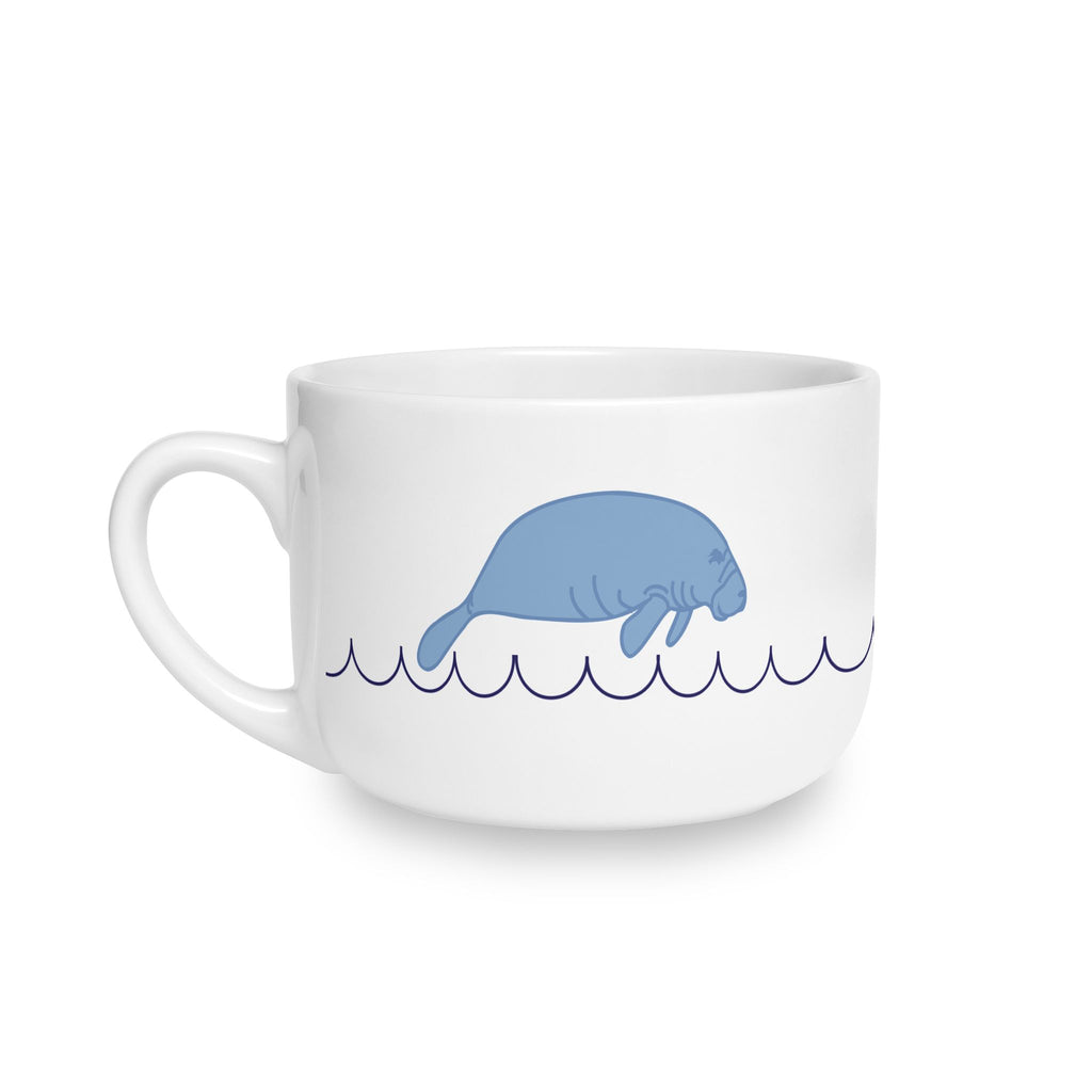 25oz Ceramic Latte Mug — Minimalist Mango & Wave Pattern