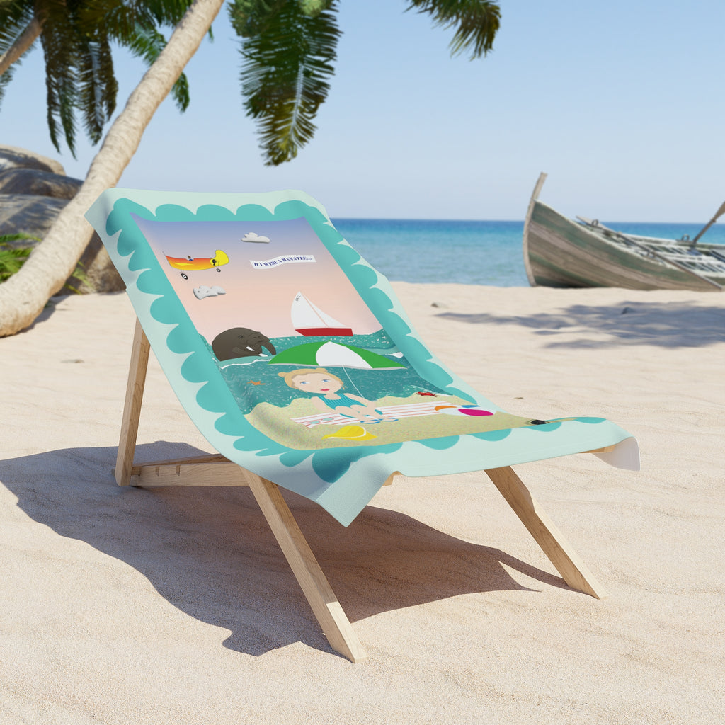 "If I Were a Manatee..." Beach Scene Beach Towel