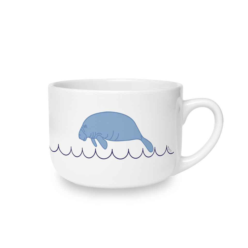 25oz Ceramic Latte Mug — Minimalist Mango & Wave Pattern