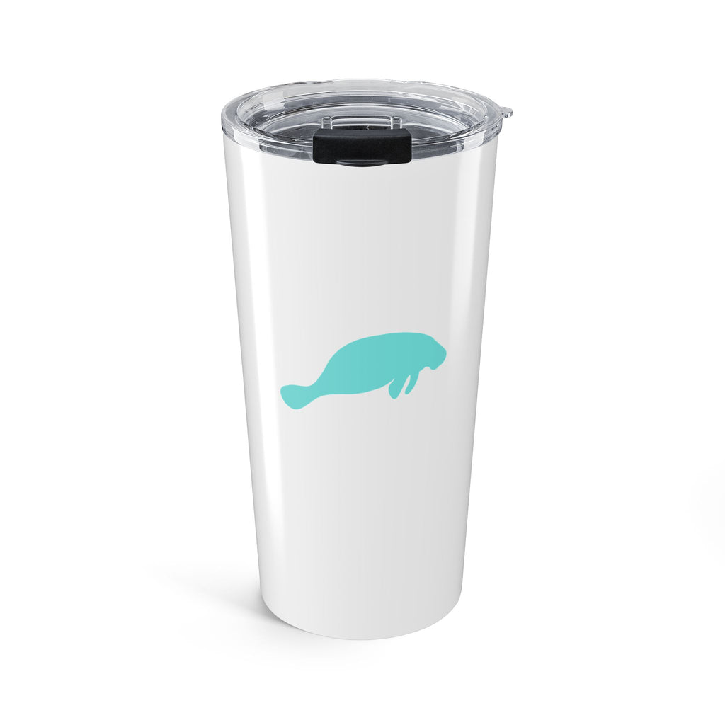 Aqua Manatee Silhouette & Stripe Tumbler